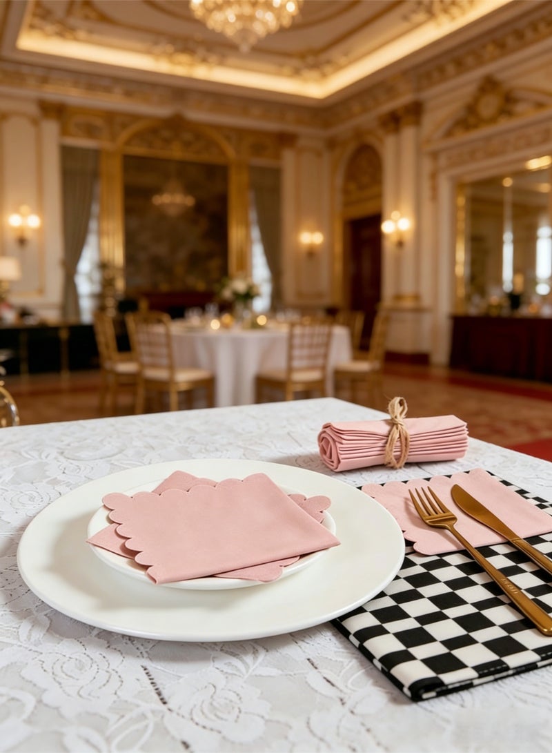 100 Count Pink paper napkins, Paper Towels for Party ,Disposable Paper Napkins, 2-Ply Scalloped Edge, , Perfect for Weddings, Dinners, Birthdays & Bridal Shower（10x10 Inch） - Image 5