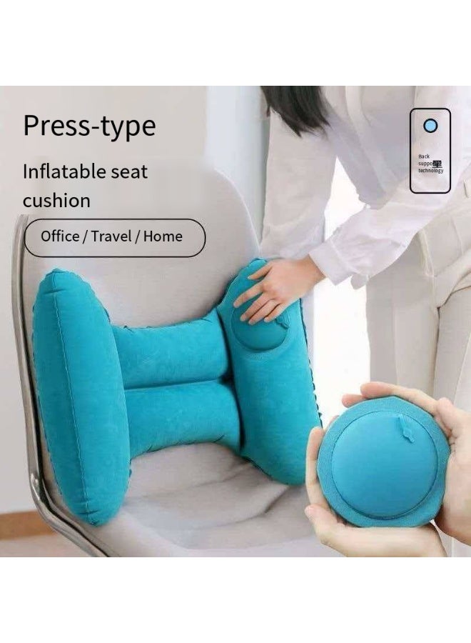 Press-Type Inflatable Lumbar Support, Portable Foldable Back Cushion, Office/Travel/Home Car Backrest - Image 1