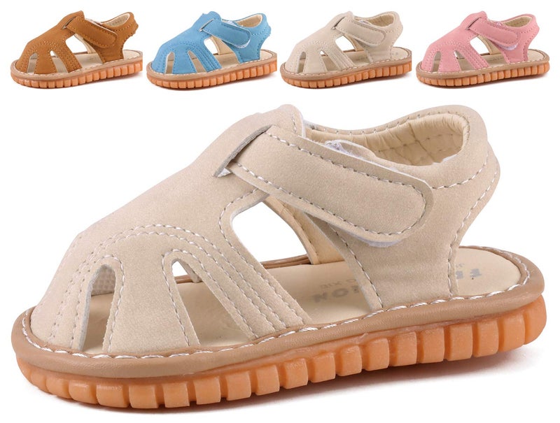 CINDEAR Baby Boys Girls Squeaky Sandals Summer Closed-Toe Anti-Slip Premium Rubber Sole Toddler First Walkers Shoes 1301-BG18 - Image 1