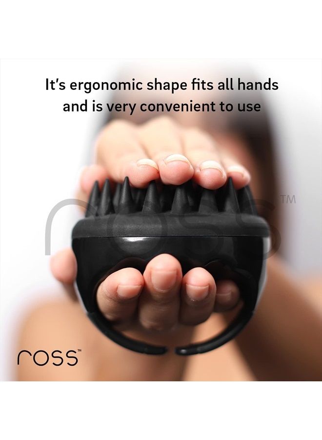 ROSS Hair Scalp Massager Shampoo Brush with Soft Silicone Bristles for Anti Dandruff, Exfoliating with Scalp Care Manual Head Massager, 1 Count (Pack of 1) (Style 1, Black) - Image 4