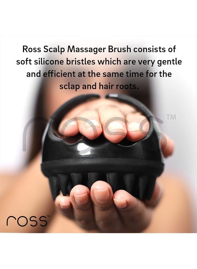 ROSS Hair Scalp Massager Shampoo Brush with Soft Silicone Bristles for Anti Dandruff, Exfoliating with Scalp Care Manual Head Massager, 1 Count (Pack of 1) (Style 1, Black) - Image 5