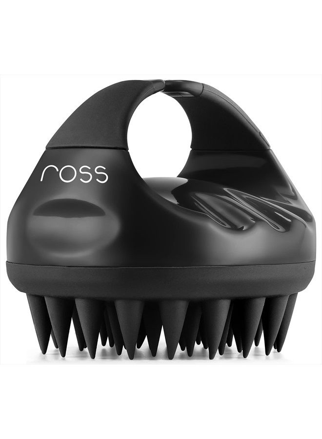 ROSS Hair Scalp Massager Shampoo Brush with Soft Silicone Bristles for Anti Dandruff, Exfoliating with Scalp Care Manual Head Massager, 1 Count (Pack of 1) (Style 1, Black) - Image 1