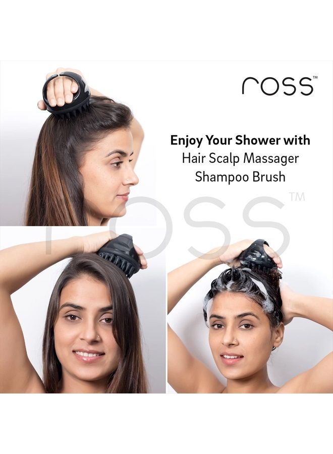 ROSS Hair Scalp Massager Shampoo Brush with Soft Silicone Bristles for Anti Dandruff, Exfoliating with Scalp Care Manual Head Massager, 1 Count (Pack of 1) (Style 1, Black) - Image 2