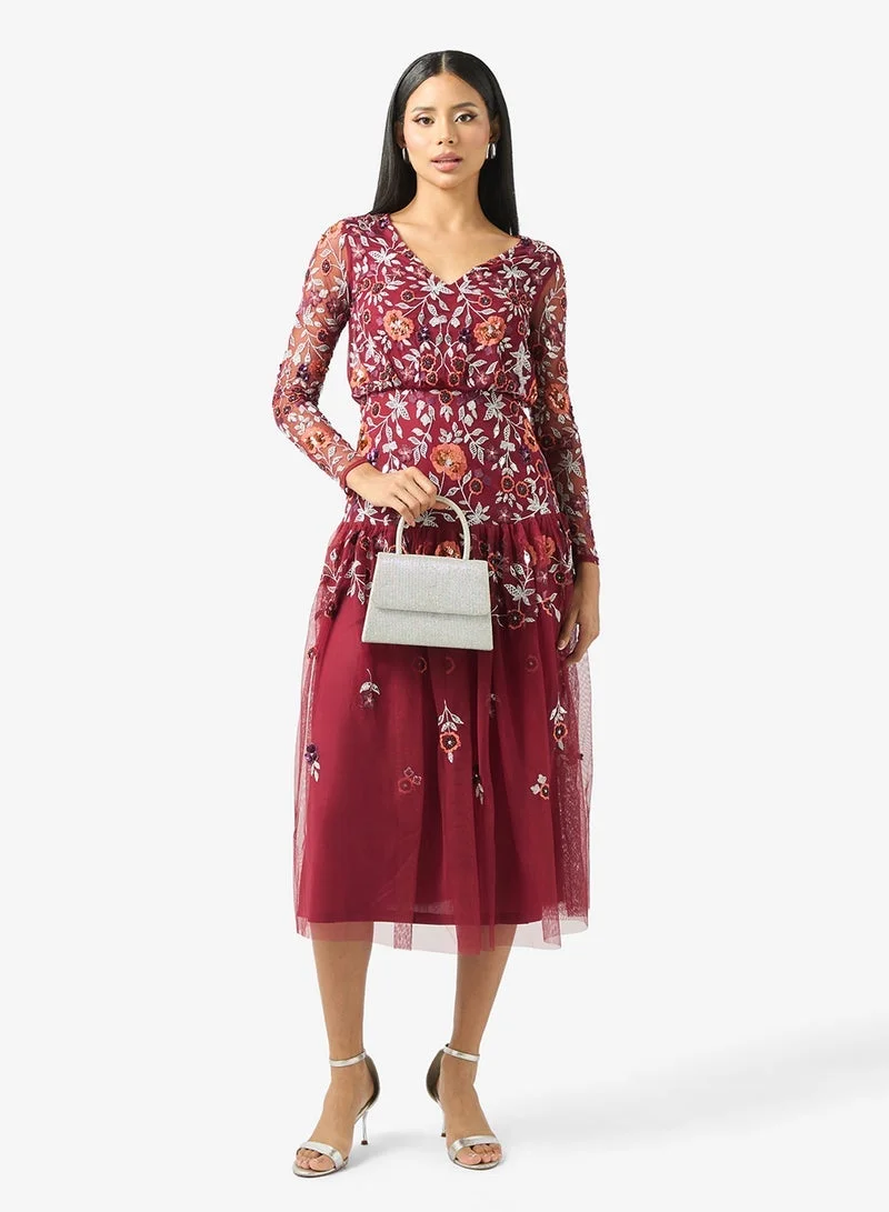 Frock And Frill  Mesh Detailed Embellished Dress for Women | Best Price UAE