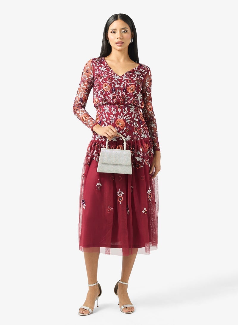 Frock and Frill Mesh Detailed Embellished Dress - Image 4