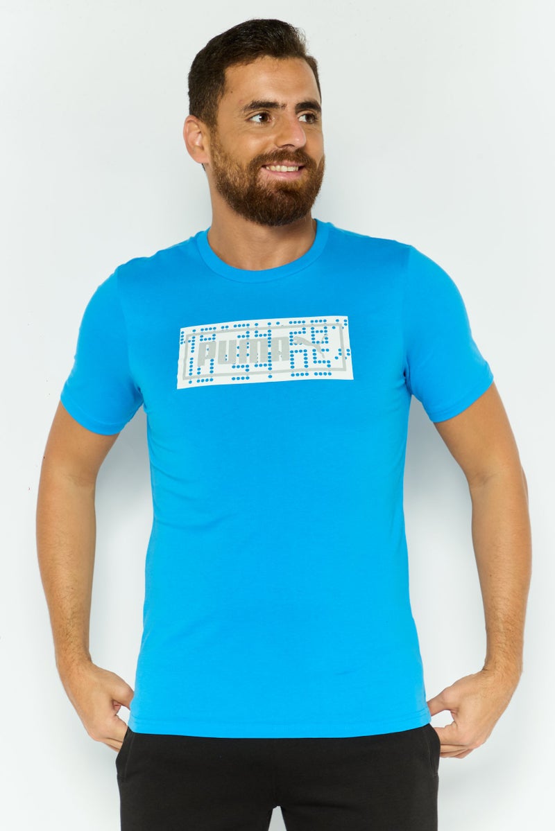 PUMA Men Sportswear Fit Short Sleeve Training T Shirt, Light Blue - Image 1