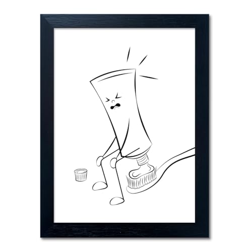 AIANHUA Black and White Bathroom Wall Decor Funny Toilet Wall Art Guest Toilet Canvas Print Minimalist Humoristic WC Wall Art Black Framed Picture Bathroom Sign Accesorries - Image 1