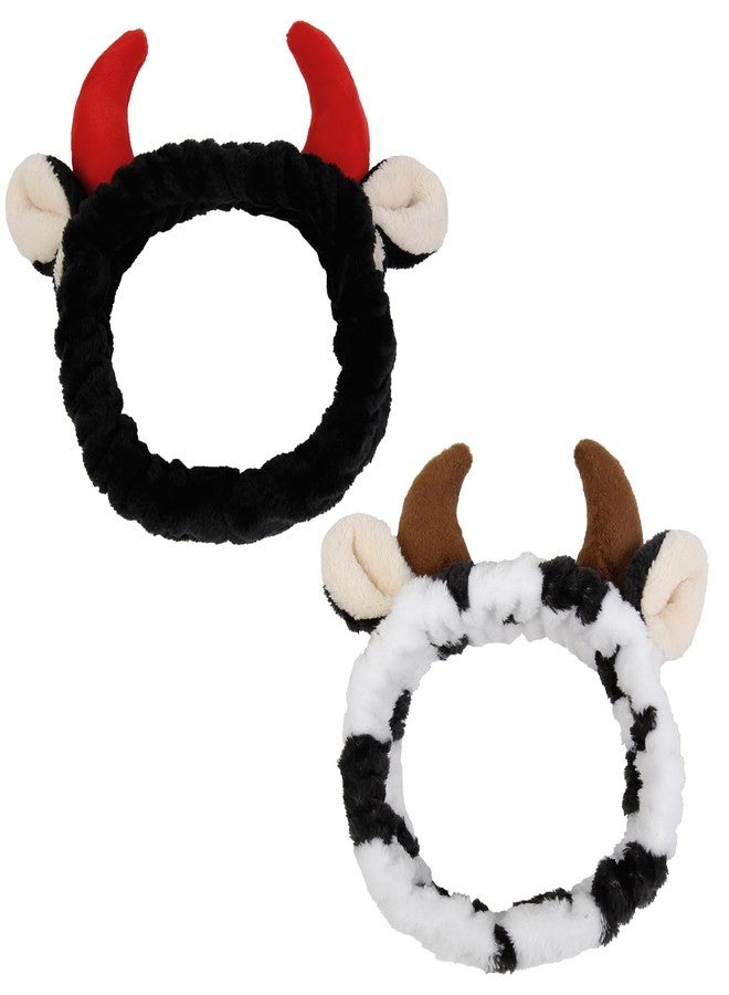 AIBFRID 2PCS Cow Spa Headband Skincare Headbands Make Up Hairband for Washing Face Cute Animal Head Band for Women Girls - Image 1