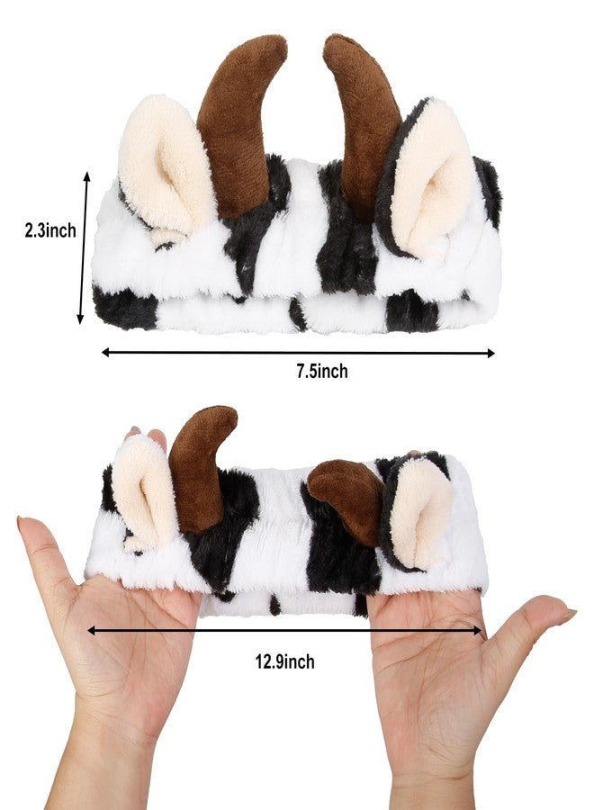 AIBFRID 2PCS Cow Spa Headband Skincare Headbands Make Up Hairband for Washing Face Cute Animal Head Band for Women Girls - Image 2