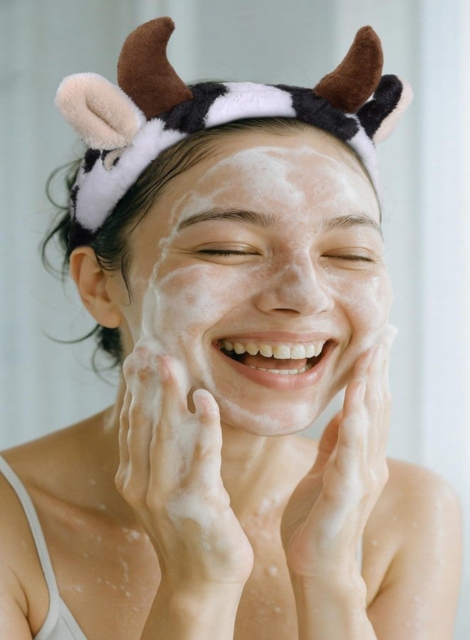 AIBFRID 2PCS Cow Spa Headband Skincare Headbands Make Up Hairband for Washing Face Cute Animal Head Band for Women Girls - Image 3