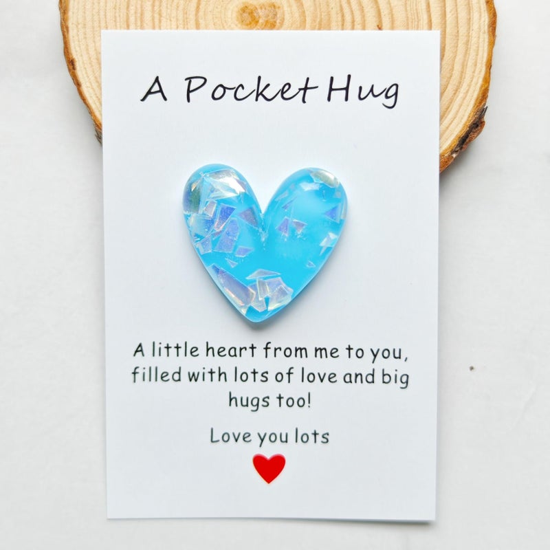 YOJO Pocket Hug Heart with Greeting Cards, Long Distance Relationship Gifts, Gifts for Boyfriend Girlfriend, I Love You Gift for Him Her (Blue) - Image 1