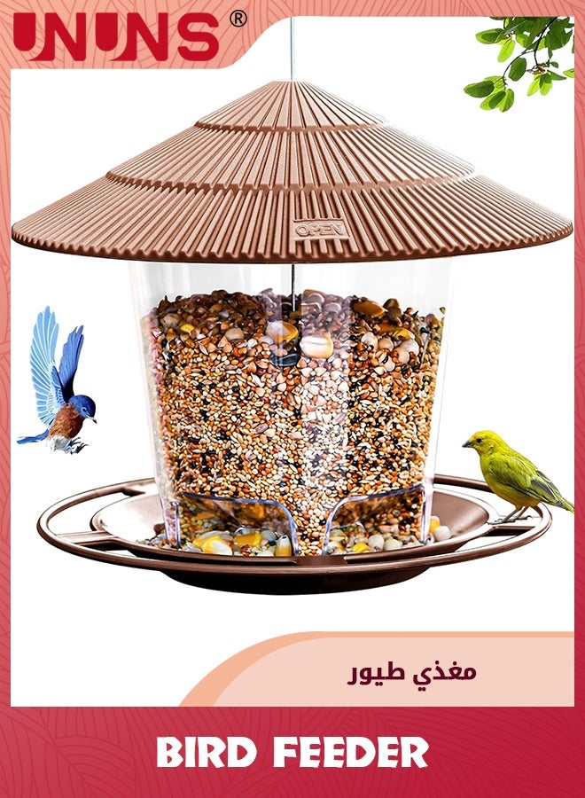 UNUNS مغذي طيور معلق، مغذيات طيور معلقة في الهواء الطلق مقاومة للسناجب، مغذيات طيور أنبوبية معلقة في الهواء الطلق، بني - Image 1