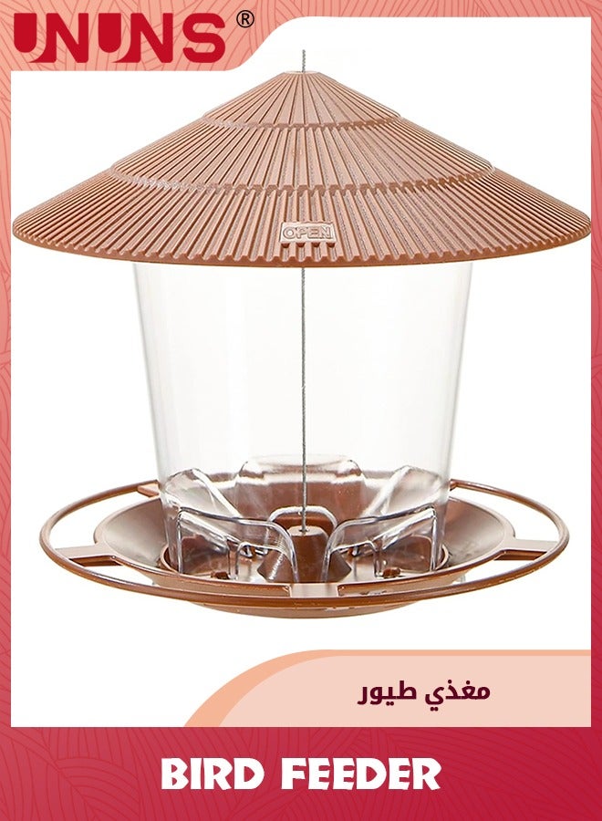 UNUNS مغذي طيور معلق، مغذيات طيور معلقة في الهواء الطلق مقاومة للسناجب، مغذيات طيور أنبوبية معلقة في الهواء الطلق، بني - Image 2