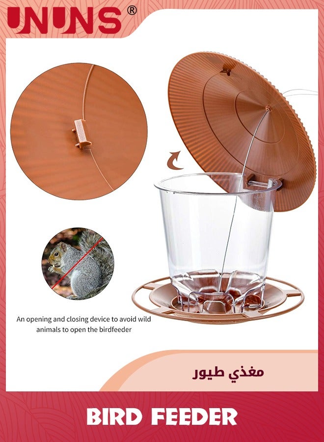 UNUNS مغذي طيور معلق، مغذيات طيور معلقة في الهواء الطلق مقاومة للسناجب، مغذيات طيور أنبوبية معلقة في الهواء الطلق، بني - Image 5