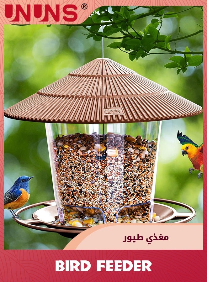 UNUNS مغذي طيور معلق، مغذيات طيور معلقة في الهواء الطلق مقاومة للسناجب، مغذيات طيور أنبوبية معلقة في الهواء الطلق، بني - Image 3