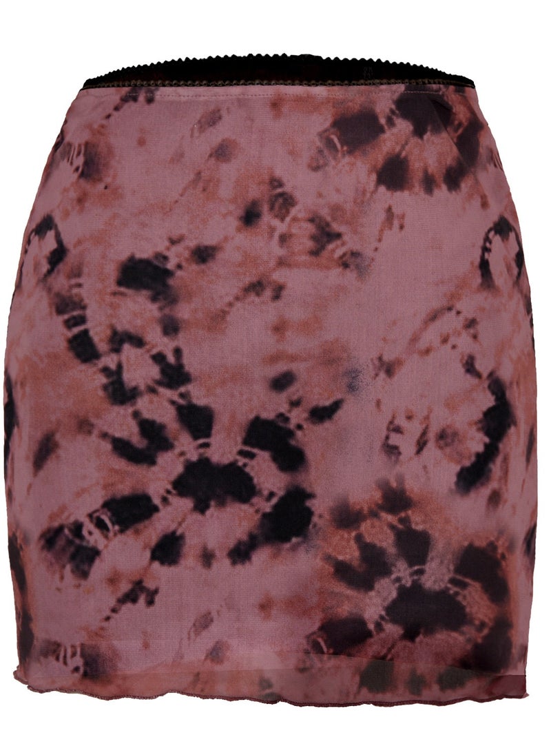 Loquat - Women's Fashion Printed Gauze High-waisted Double-layer Slim Short Skirt - Image 1