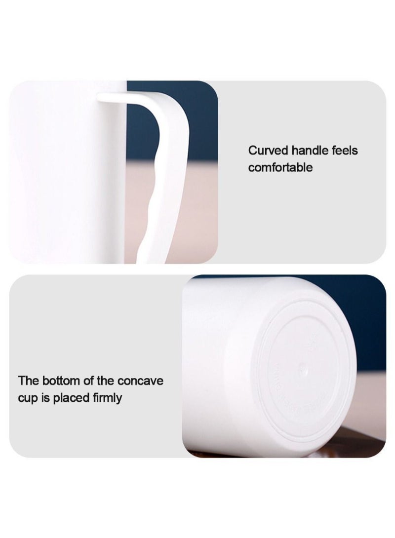 AROAQ Stainless Steel Double Layers Coffee Mug Milk Cup With Plastic Lid And Handle 500ml White - Image 3