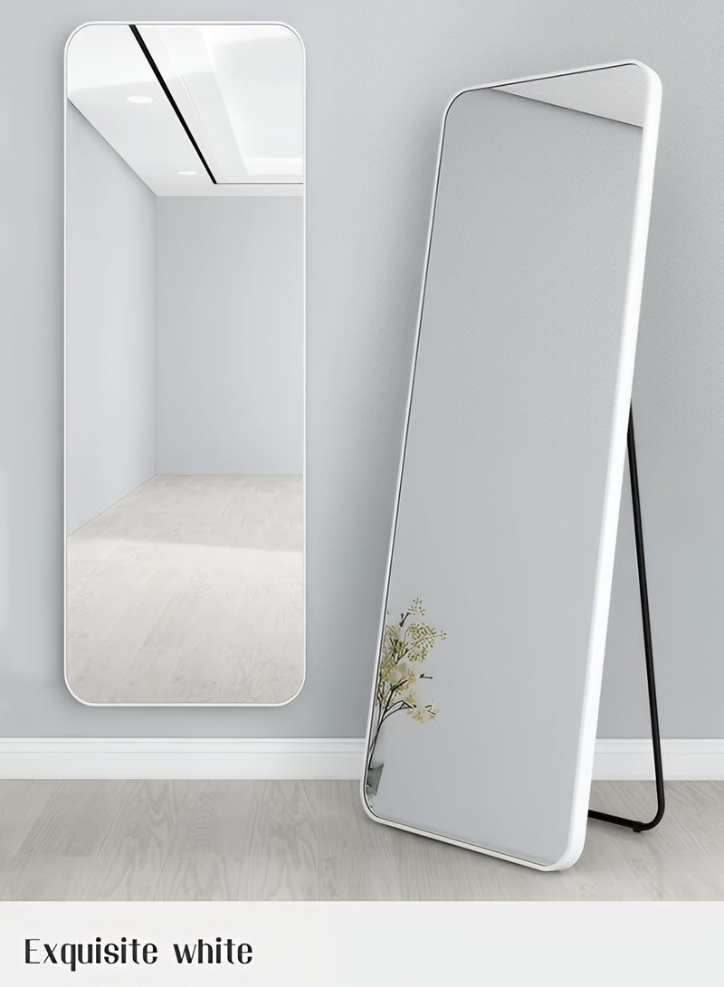 Taimi Rectangular Mirror 120x30cm with Rounded Edges, Full Length Mirror with Stand and Metal Frame, Floor Mirror, Wall Mirror Hanging or Tilt for Living Room, Bedroom, Entryway White - Image 4