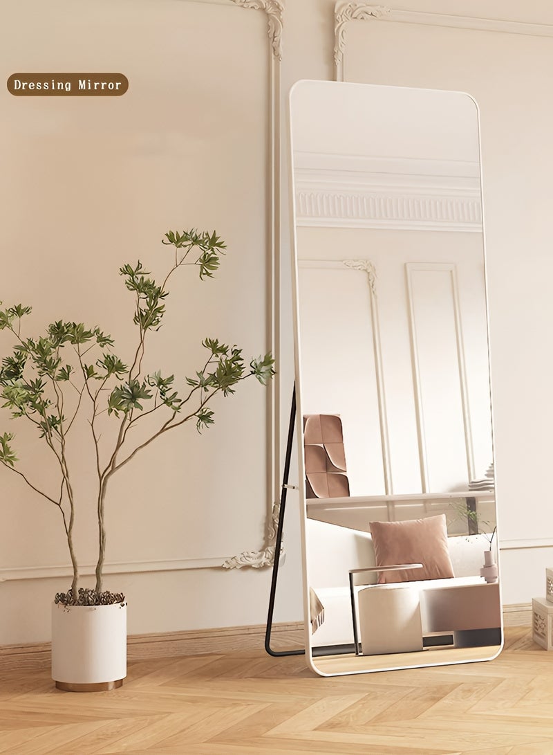 Taimi Rectangular Mirror 120x30cm with Rounded Edges, Full Length Mirror with Stand and Metal Frame, Floor Mirror, Wall Mirror Hanging or Tilt for Living Room, Bedroom, Entryway White - Image 3