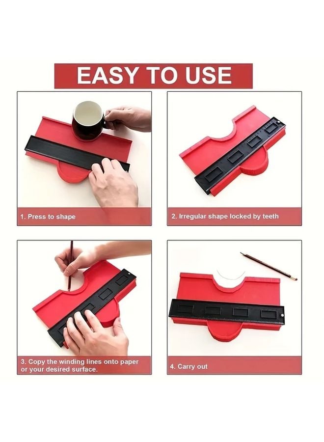Red 12cm Contour Gauge Tool For Woodworking Irregular Shape Measurement - Image 5