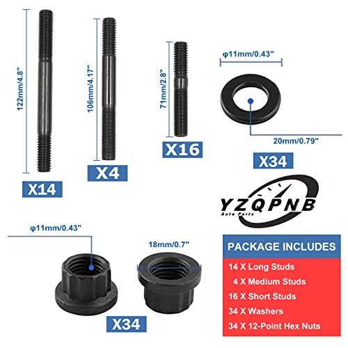 YZQPNB طقم براغي رأس الأسطوانة YZQPNB 12 نقطة متوافق مع محركات شيفروليه سمول بلوك SBC 350 265 267 283 302 305 307 327 383 400 # 134-4001 PCE279.1001 - Image 3