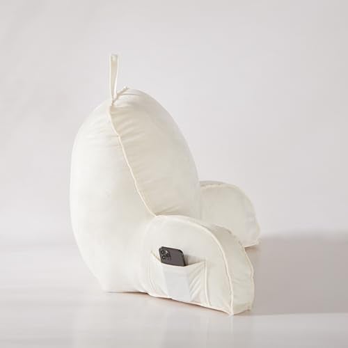 StarAneer Reading Pillow for Sitting in Bed Adult,Back for Bed Sitting Up, Pillow,Backrest Back Support Chair Pillow, College Dorm Essentials for Girls and Boys, Velvet Beige L - Image 3