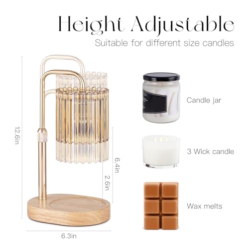 Candeldo Candle Warmer Lamp with Timer: Gold Candle Warming Lamp Height Adjustable Wax Melt Warmer Dimmable Modern New Home Bedroom Decor Housewarming Gift for Women - Image 5