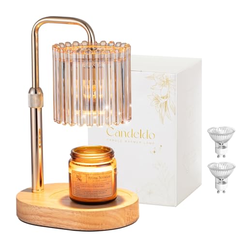 Candeldo Candle Warmer Lamp with Timer: Gold Candle Warming Lamp Height Adjustable Wax Melt Warmer Dimmable Modern New Home Bedroom Decor Housewarming Gift for Women - Image 1