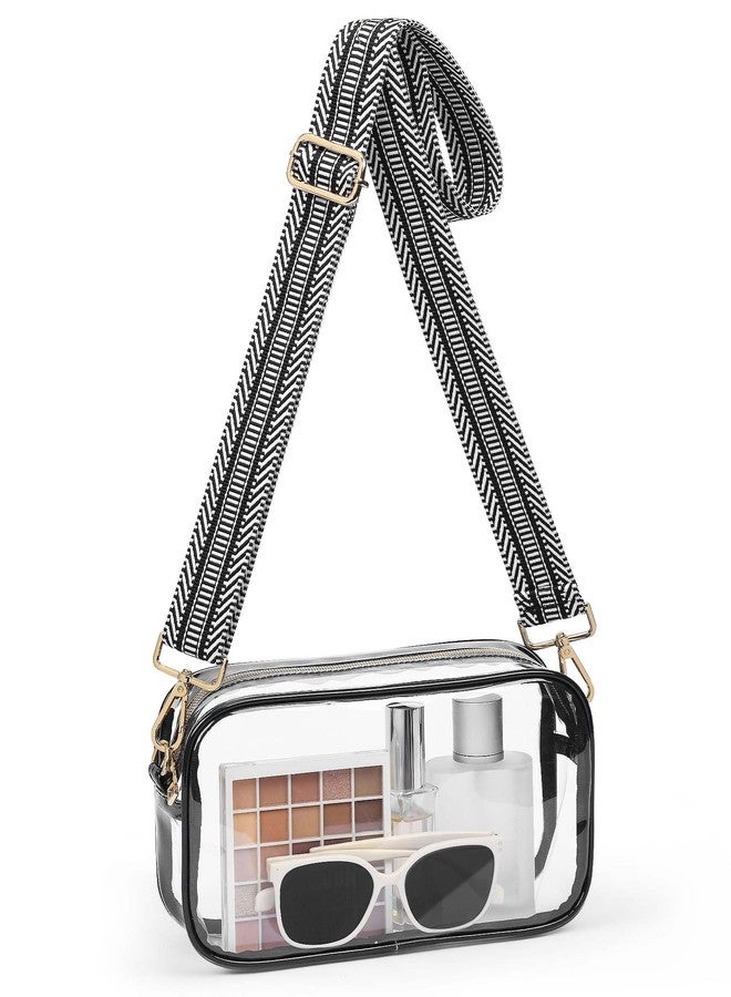 Bulado Clear Bag for Stadium Events, Clear Purses for Women with Adjustable Strap, Crossbody Bag Stadium Approved for Sports, Black - Image 1