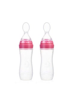 Safe-O-Kid 2 Easy Squeezy Silicone Food Feeder Feeder Spoon (Soft Tip) Bottlepink 90Ml Pack Of 2  - Image 2