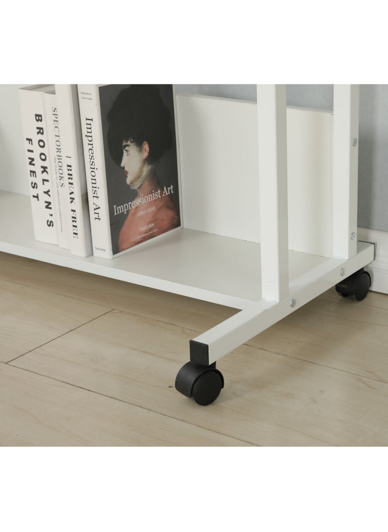 JANTENS - Adjustable Height Study Desk with Hutch Bookshelf White 100x85x50 cm - Image 1