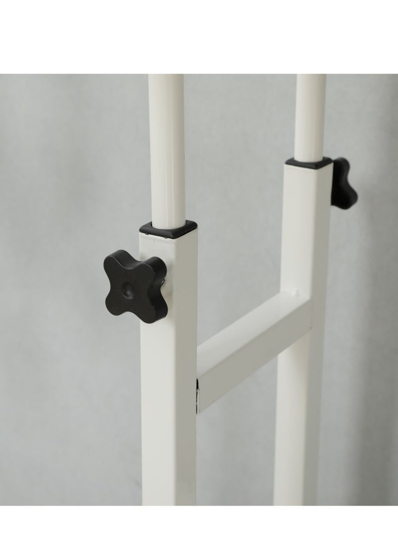 JANTENS - Adjustable Height Study Desk with Hutch Bookshelf White 100x85x50 cm - Image 1