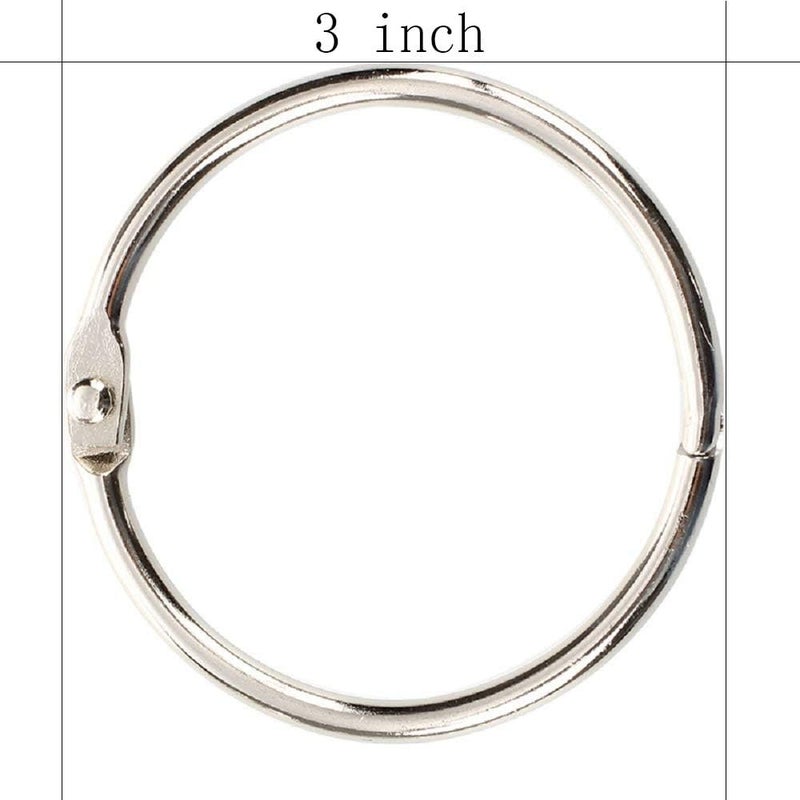 KTOJOY 3 Inch 12 Pack Loose Leaf Binder Book Rings with Metal Nickel Plated for Keyand Index Cards for School Home or Office Silver - Image 2