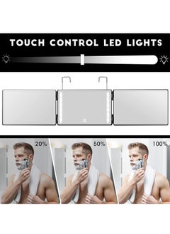 PADOM Padom 3 Way Mirror for Hair Cutting - Rechargeable 360° Barber Mirror with Adjustable Lights & Height Telescoping Hooks, Trifold Self Cut Mirror  - Image 5