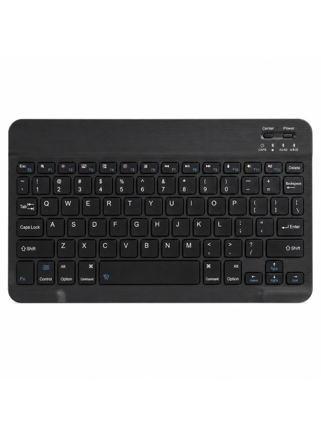 Ultra-Slim Rechargeable Bluetooth Keyboard – Portable Compact Design, Bluetooth 3.0 Wireless Connectivity, 78 Quiet Scissor-Switch Keys with Arabic & English Layout, Aluminum Alloy Base, Built-in Rechargeable Battery with Up to 150 Hours of Use, Auto Sleep Power Saving, Multimedia Hotkeys, Compatible with iOS, Android, Windows, Smart TVs, Tablets & Smartphones – Black - Image 1