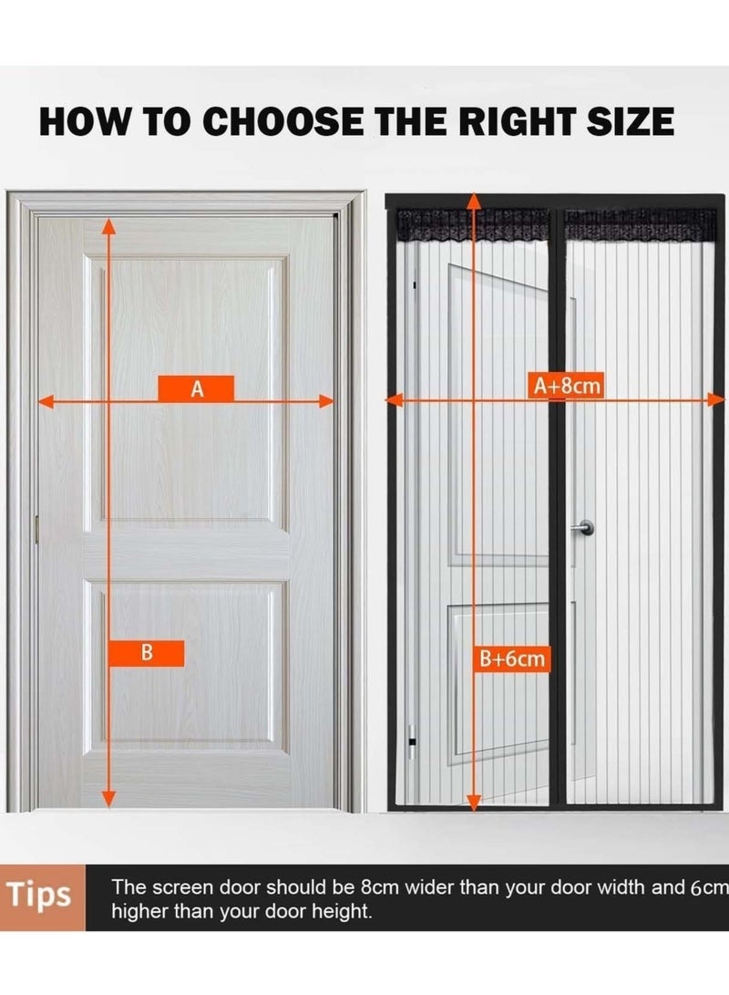 Ayshal Fly Screen Door, Anti Mosquito Bug Magnetic Door Screen Mesh with Powerful Magnets and Full Frame Magic Tape, Anti Mosquito Mesh for Bedroom/Balcony/Kitchen, No Drilling, Washable Mesh (110x210cm) - Image 5