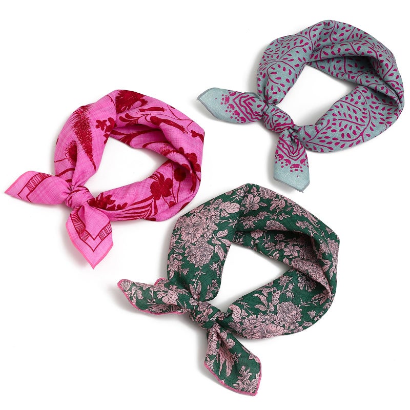 THENEXTLOVE Soft Cotton Viscose Bandana 22''x22'' for Women and Men Multi-purpose Headband Hair Scarf Handkerchief as Gifts(C3-Pretty in Pink) - Image 1