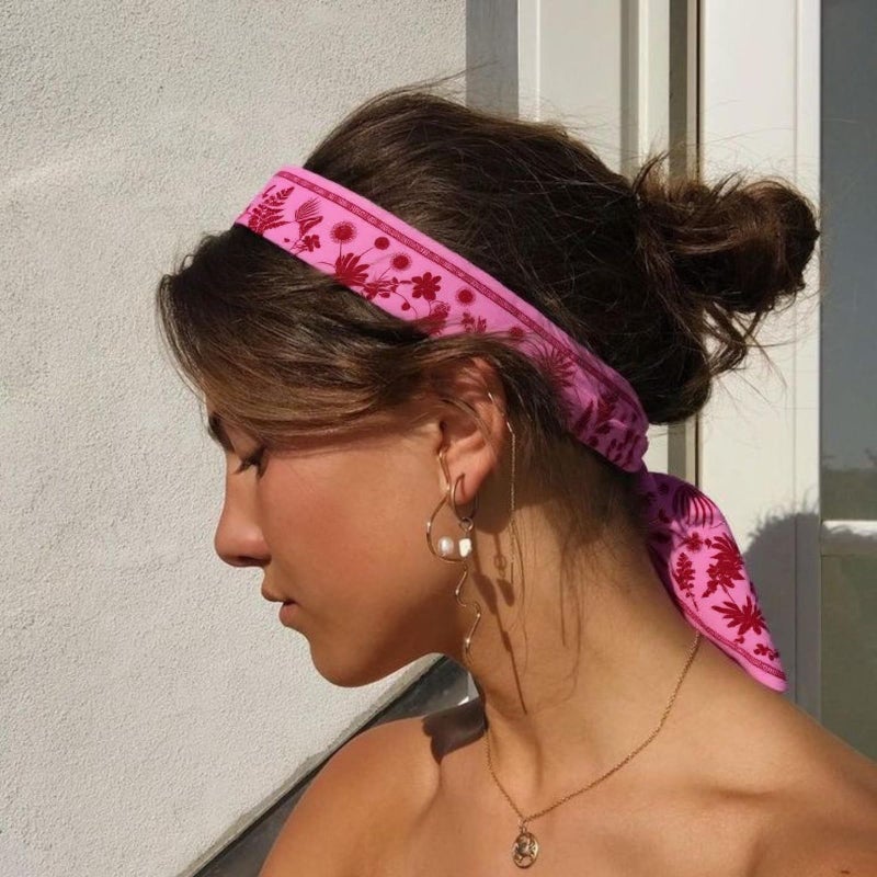 THENEXTLOVE Soft Cotton Viscose Bandana 22''x22'' for Women and Men Multi-purpose Headband Hair Scarf Handkerchief as Gifts(C3-Pretty in Pink) - Image 4