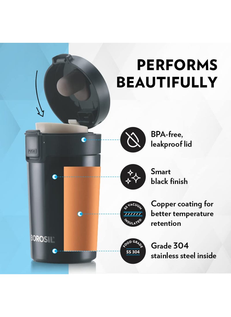 BOROSIL Borosil Coffeemate 300 ml Personalised/Customized Mug with Engraved Name & Logo | Stainless Steel Vacuum Insulated Flask, Black | 8 Hrs Hot & 14 Hours Cold | Ideal for Personal & Corporate Gifting  - Image 5