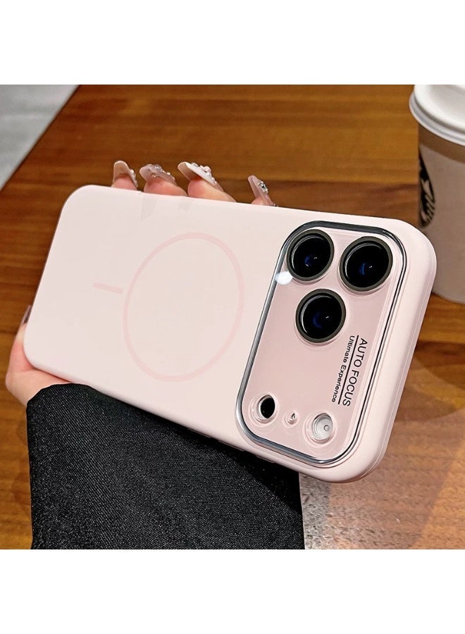 حالة السيليكون السائل المغناطيسي لـ iPhone 17 Pro Max مع حامي عدسة الكاميرا ، غطاء واقي مقاوم للصدمات مع حامي شاشة مدمج متوافق مع MagSafe وردي - Image 2