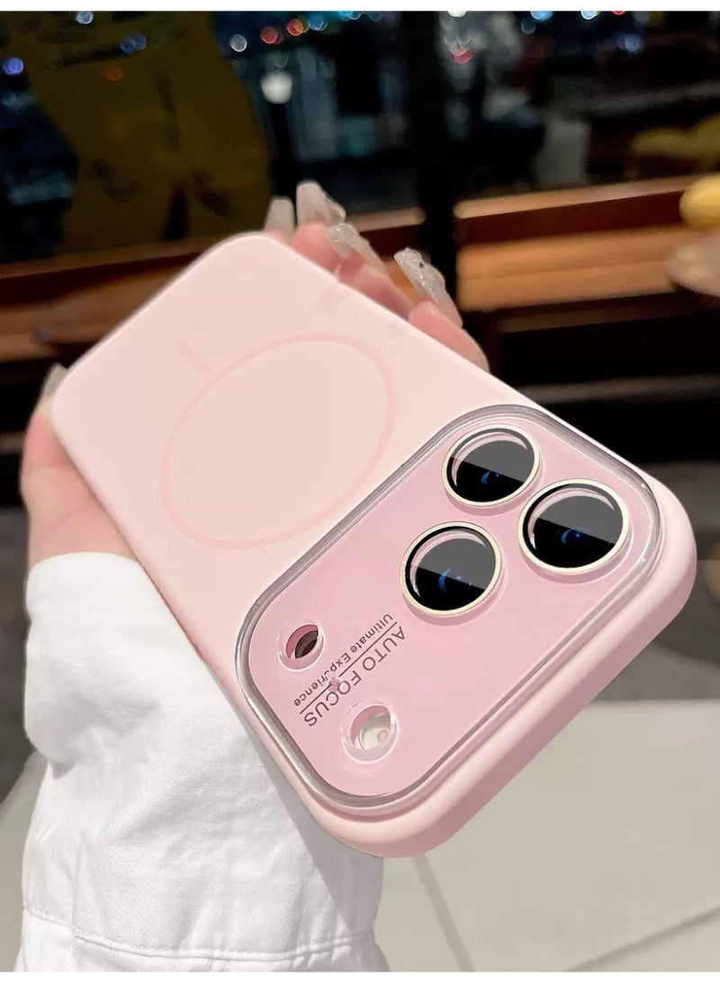 حالة السيليكون السائل المغناطيسي لـ iPhone 17 Pro Max مع حامي عدسة الكاميرا ، غطاء واقي مقاوم للصدمات مع حامي شاشة مدمج متوافق مع MagSafe وردي - Image 3