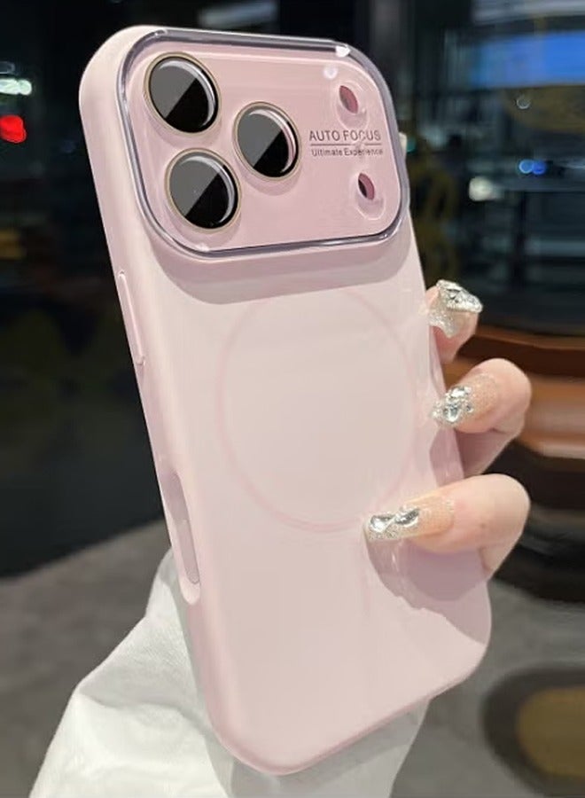 حالة السيليكون السائل المغناطيسي لـ iPhone 17 Pro Max مع حامي عدسة الكاميرا ، غطاء واقي مقاوم للصدمات مع حامي شاشة مدمج متوافق مع MagSafe وردي - Image 1