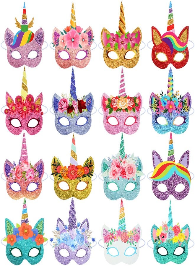 Marsui 32 Pcs Unicorn Animal Face Masks for Kids Monster Jungle Forest Zoo Animals Cartoon Masks for Animal Theme Birthday Party Decorations - Image 1