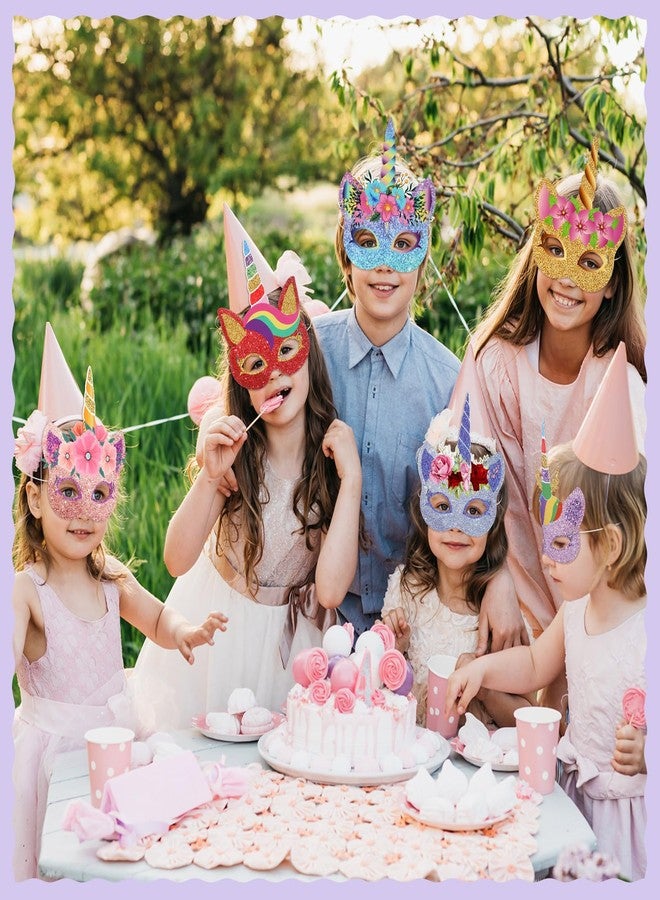 Marsui 32 Pcs Unicorn Animal Face Masks for Kids Monster Jungle Forest Zoo Animals Cartoon Masks for Animal Theme Birthday Party Decorations - Image 2