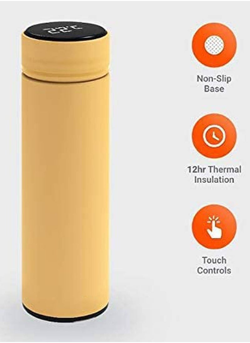 PRIME - Smart Water Bottle Cup by Porodo With Temperature Indicator Up to 12 Hours of Thermal Insulation Sports Drink Flasks 500ml Touch Sensitive Display Non-Slip Base 17 Oz - Image 1