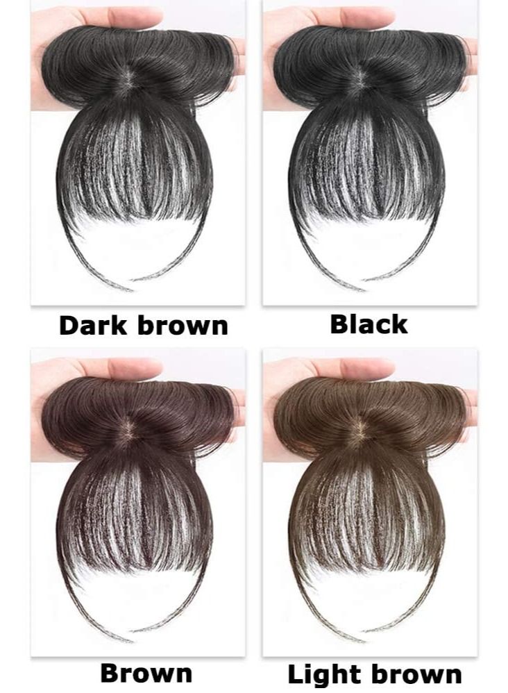 Estelle 3D Large Hair Bangs Clip 100 Natural Human Faux Bangs Clip on Bangs for Daily Wear Lightly Curved Brown - Image 2