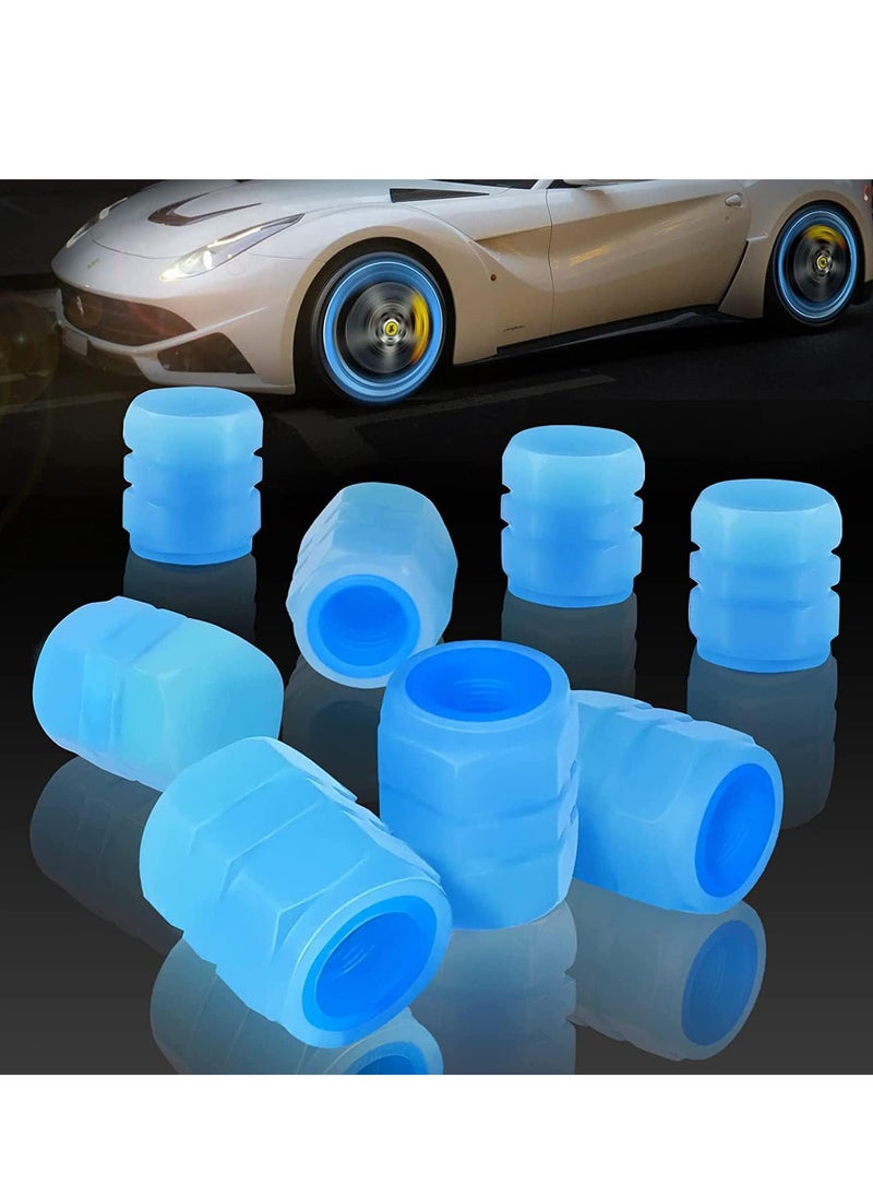 ECVV ECVV 12Pcs Luminous Tire Valve Stem Caps, Fluorescent Tire Air Cap Universal Stem Covers Car Accessories for SUV Trucks Motorcycles Trucks Bike (Blue)  - Image 1