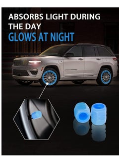ECVV ECVV 12Pcs Luminous Tire Valve Stem Caps, Fluorescent Tire Air Cap Universal Stem Covers Car Accessories for SUV Trucks Motorcycles Trucks Bike (Blue)  - Image 4
