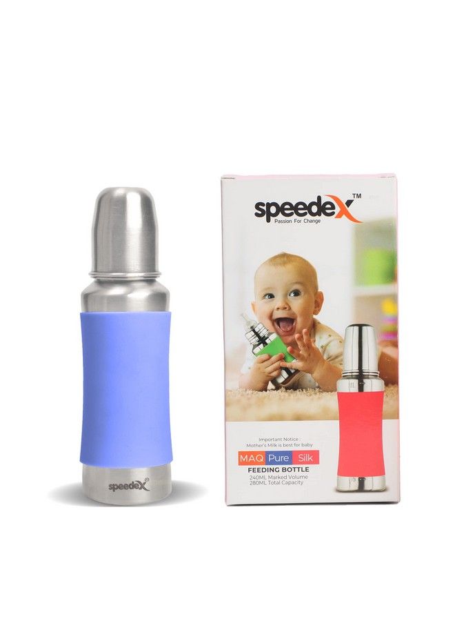 Speedex Stainless Steel Baby Feeding Bottle With Internal Ml Marking Silicon Grip (240 Ml) (3 Extra Nipple Free) - Image 3