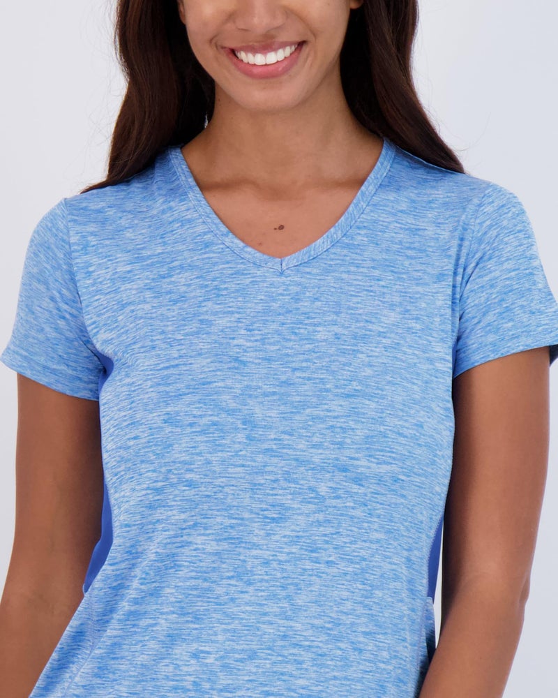 REALESSENTIALS Real Essentials Womens V Neck T-Shirt Ladies Yoga Top Athletic Tees Active Wear Gym Workout Zumba Exercise Running Essentials Quick Dry Fit Dri Fit Moisture Wicking Basic Clothes, Set 4, M, Pack of 5 - Image 3